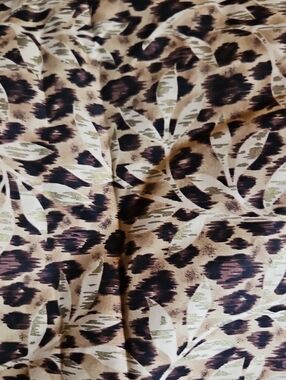 Leopard Print Leaf-Overlay Fabric Top in Beige and Black 1.5 Yards